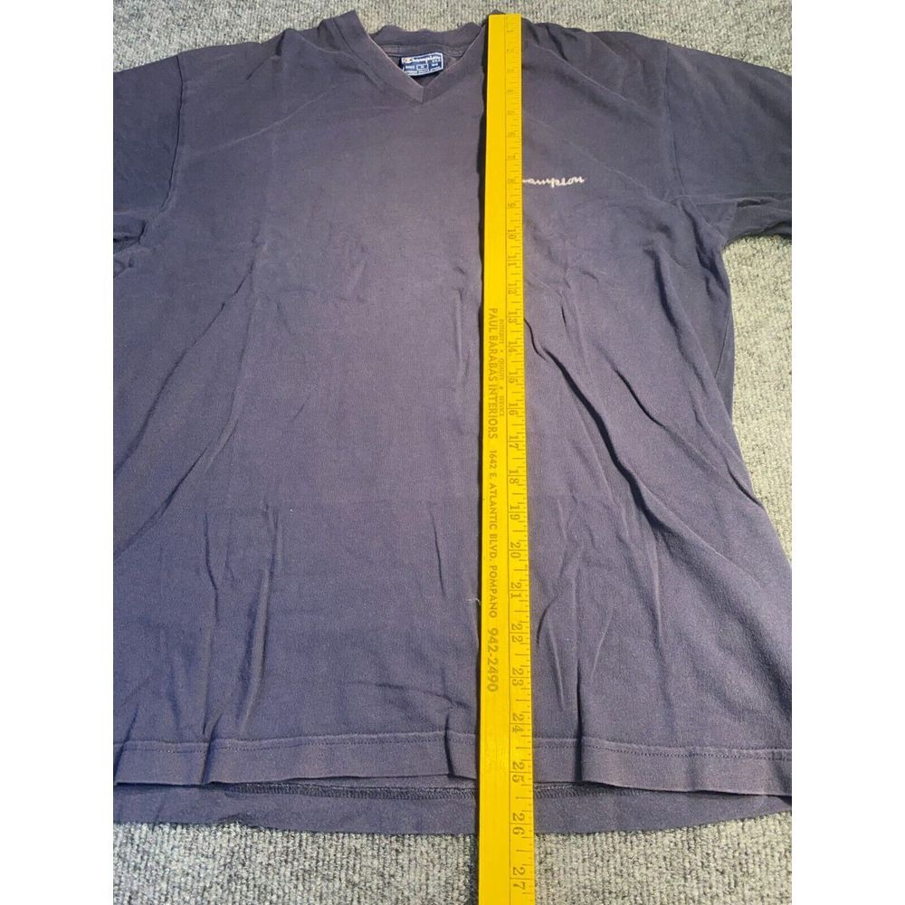 Champion Tee Shirt Mens Medium Navy Authentic Athletic Apparel V‎ Neck Pullover - Picture 5 of 6